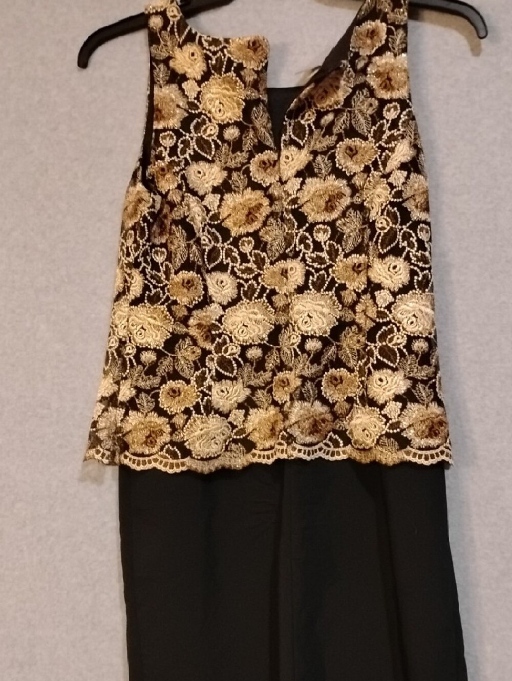 Rabbit Rabbit Rabbit Black Dress with Gold Floral Embroidery - Picture 4 of 7